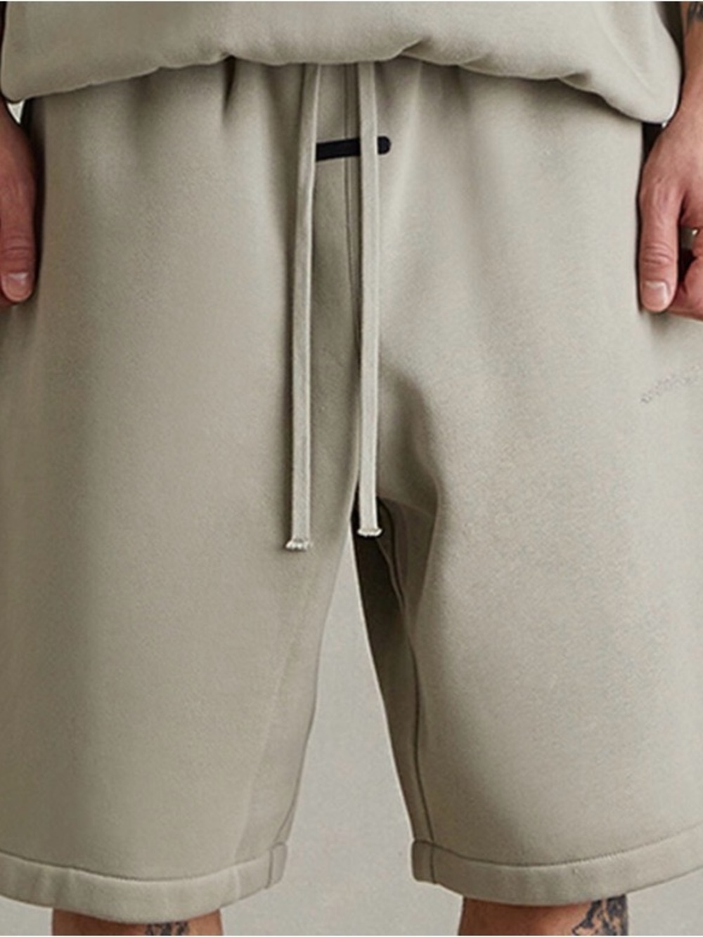 Essentials Men's Drawstring Shorts in Light Taupe